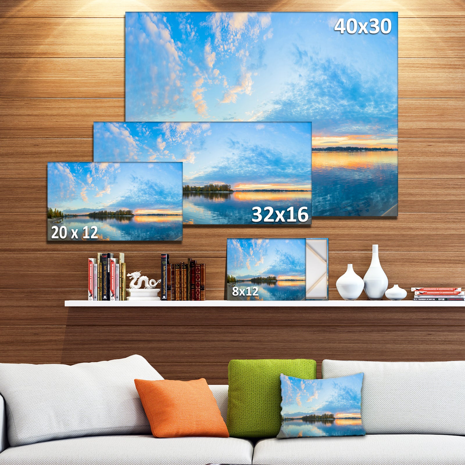 Exotic Sunrise on River Autumn - Oversized Beach Canvas Artwork