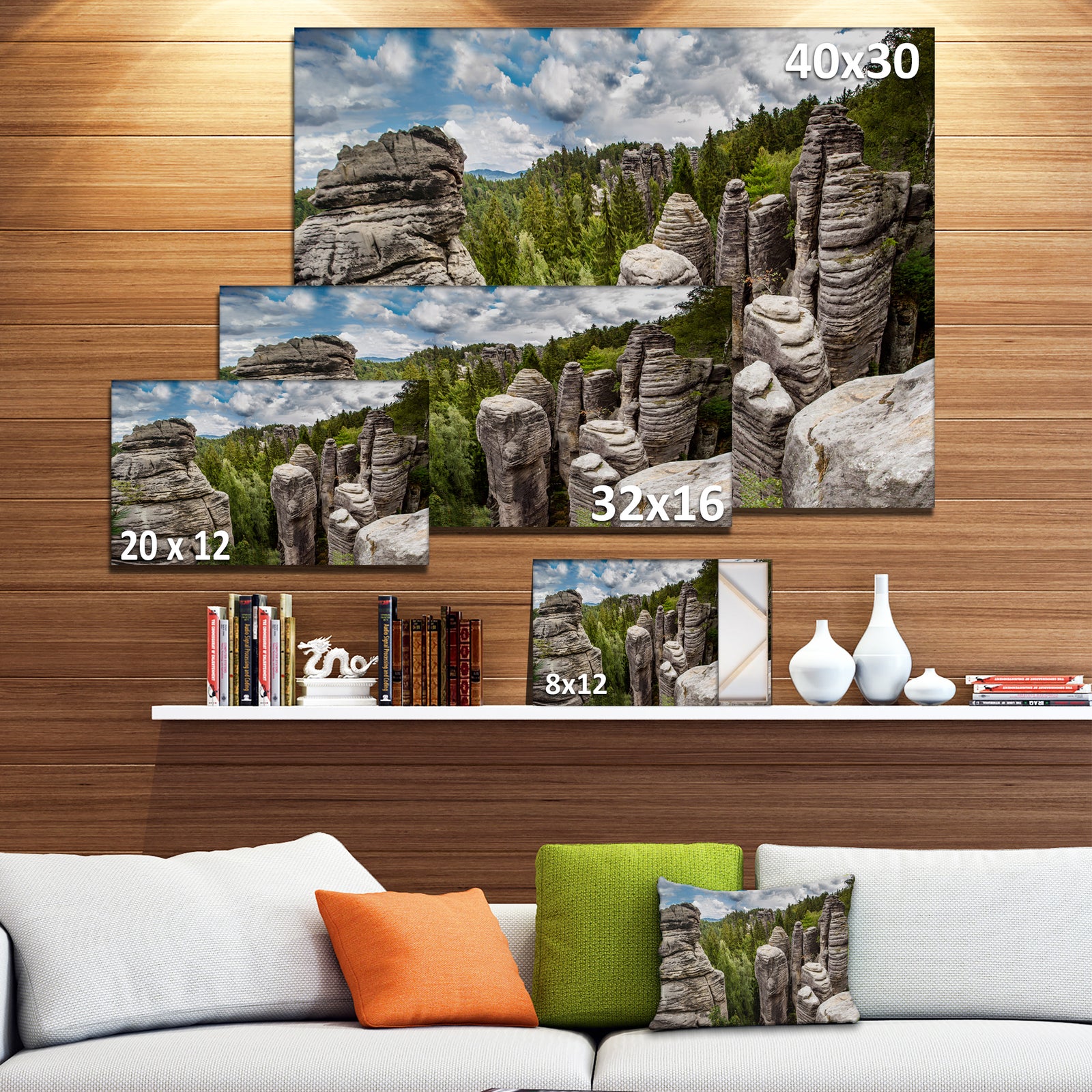 Beautiful Rocks in Bohemian Paradise Landscape Wall Art Canvas Print