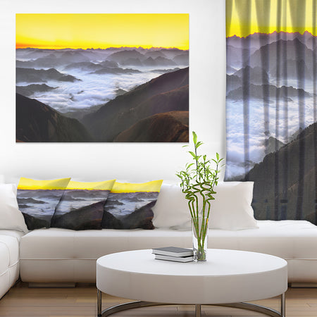 Foggy Sunrise Over Mountains - Landscape Wall Art Canvas Print