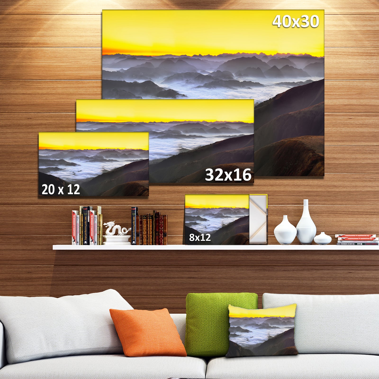 Foggy Sunrise Over Mountains - Landscape Wall Art Canvas Print