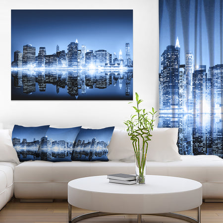 Night New York City Mirrored - Cityscape Artwork Canvas