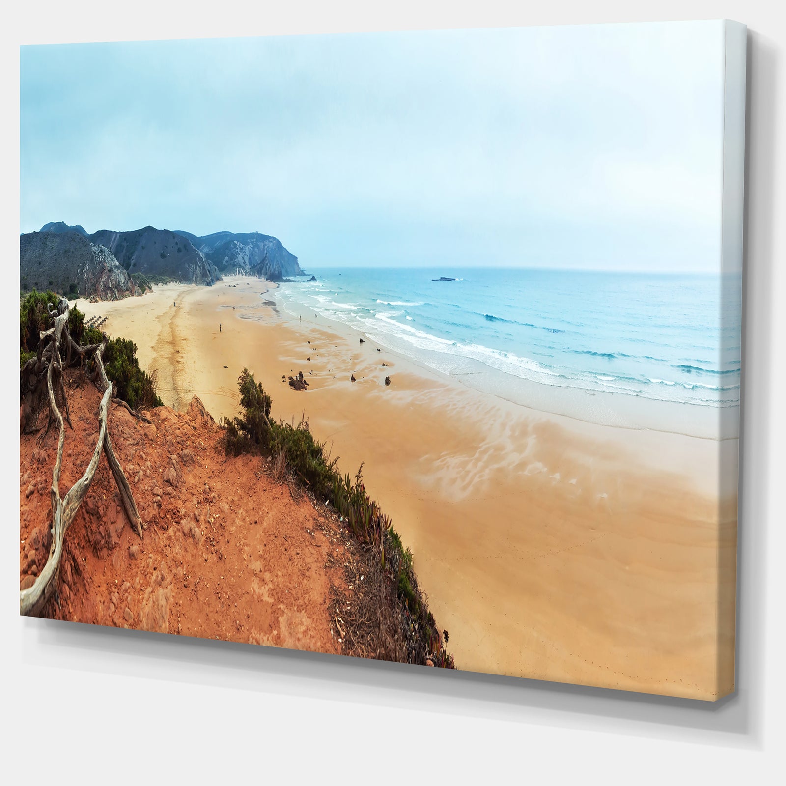Tranquil Coastline with Waves - Oversized Beach Canvas Artwork