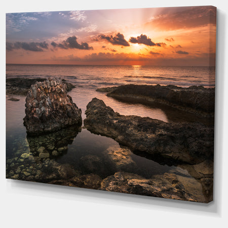 Rough Coast with Ancient Ruins - Oversized Beach Canvas Artwork