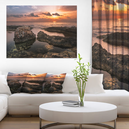 Rough Coast with Ancient Ruins - Oversized Beach Canvas Artwork