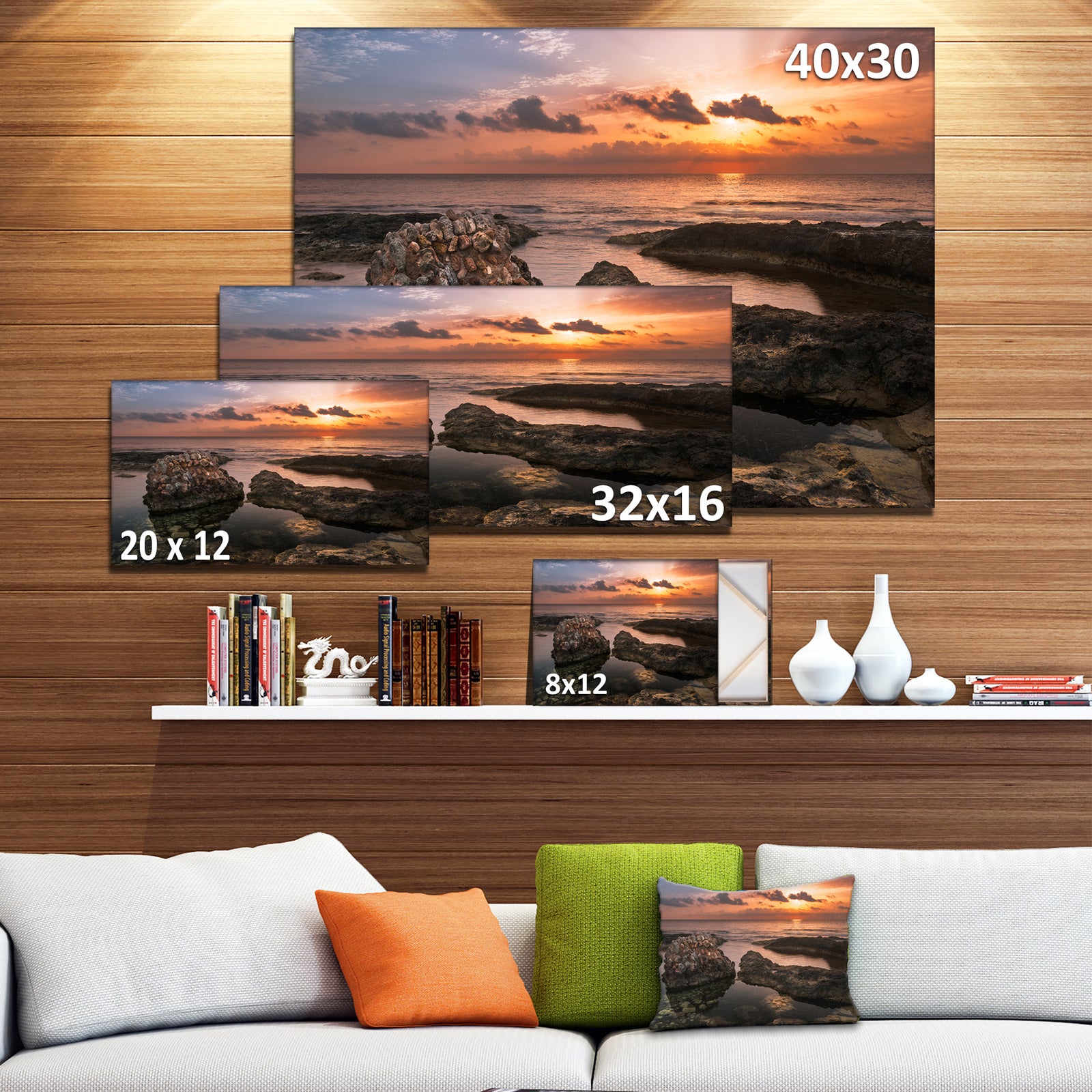 Rough Coast with Ancient Ruins - Oversized Beach Canvas Artwork