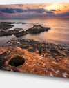 Ancient Ruins on Beach Sunset - Oversized Beach Canvas Artwork