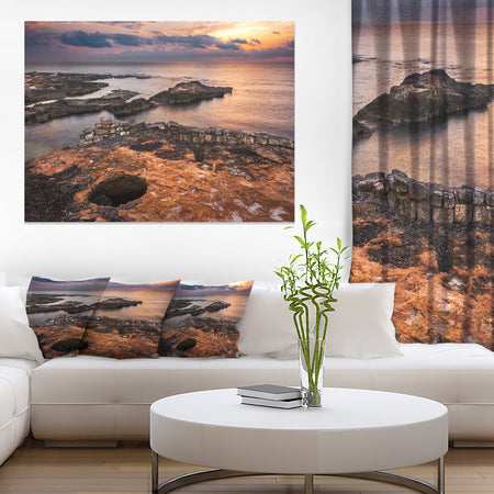 Ancient Ruins on Beach Sunset - Oversized Beach Canvas Artwork