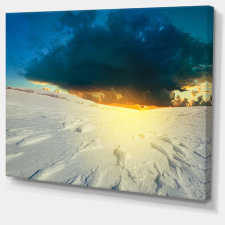 Sunset over Snowbound Prairie - Extra Large Seashore Canvas Art