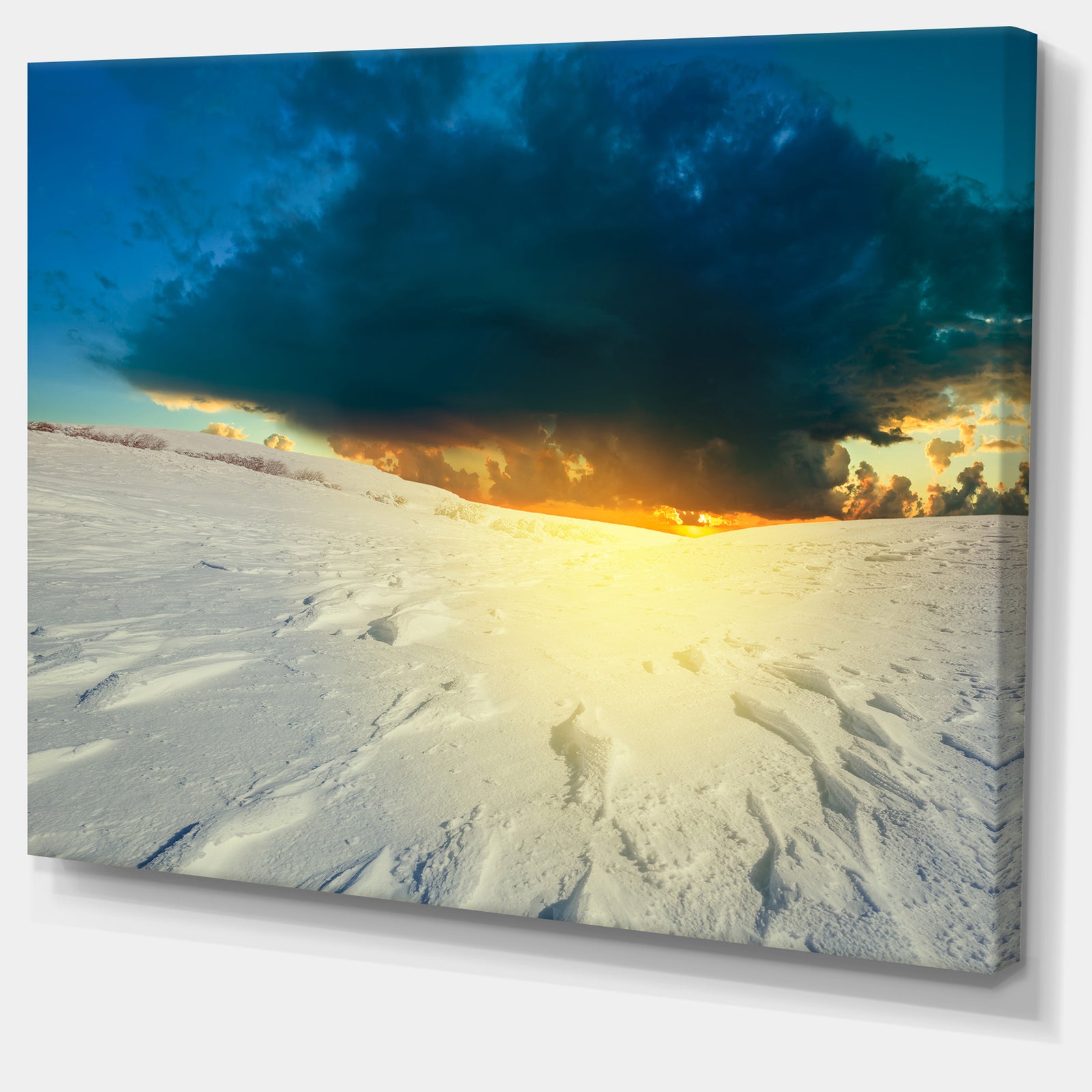 Sunset over Snowbound Prairie - Extra Large Seashore Canvas Art