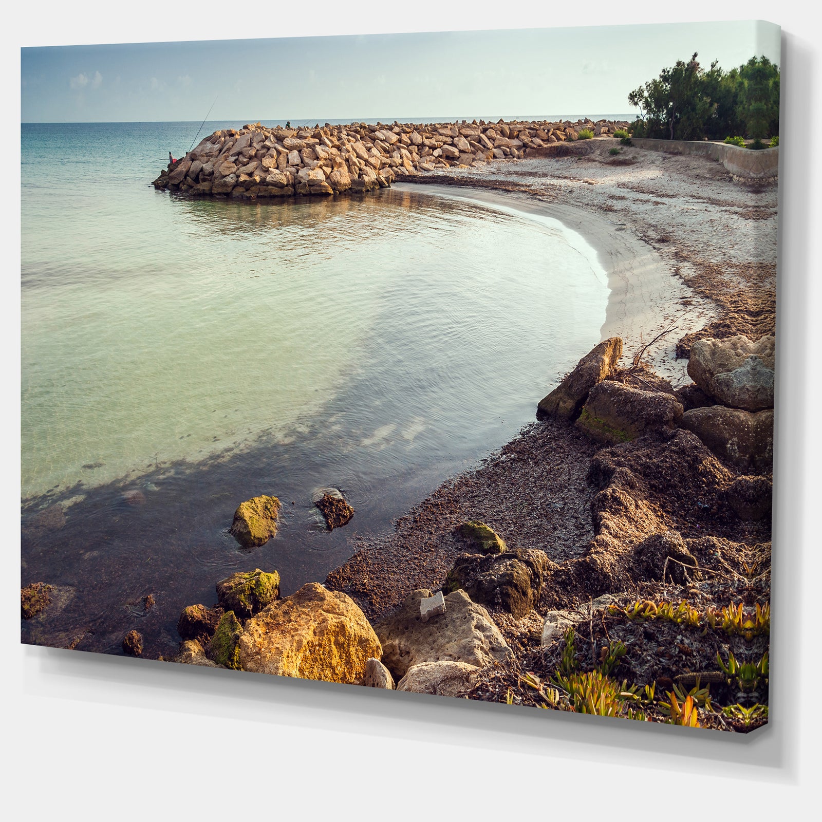 Little Lagoon with Fishermen Africa - Extra Large Seashore Canvas Art