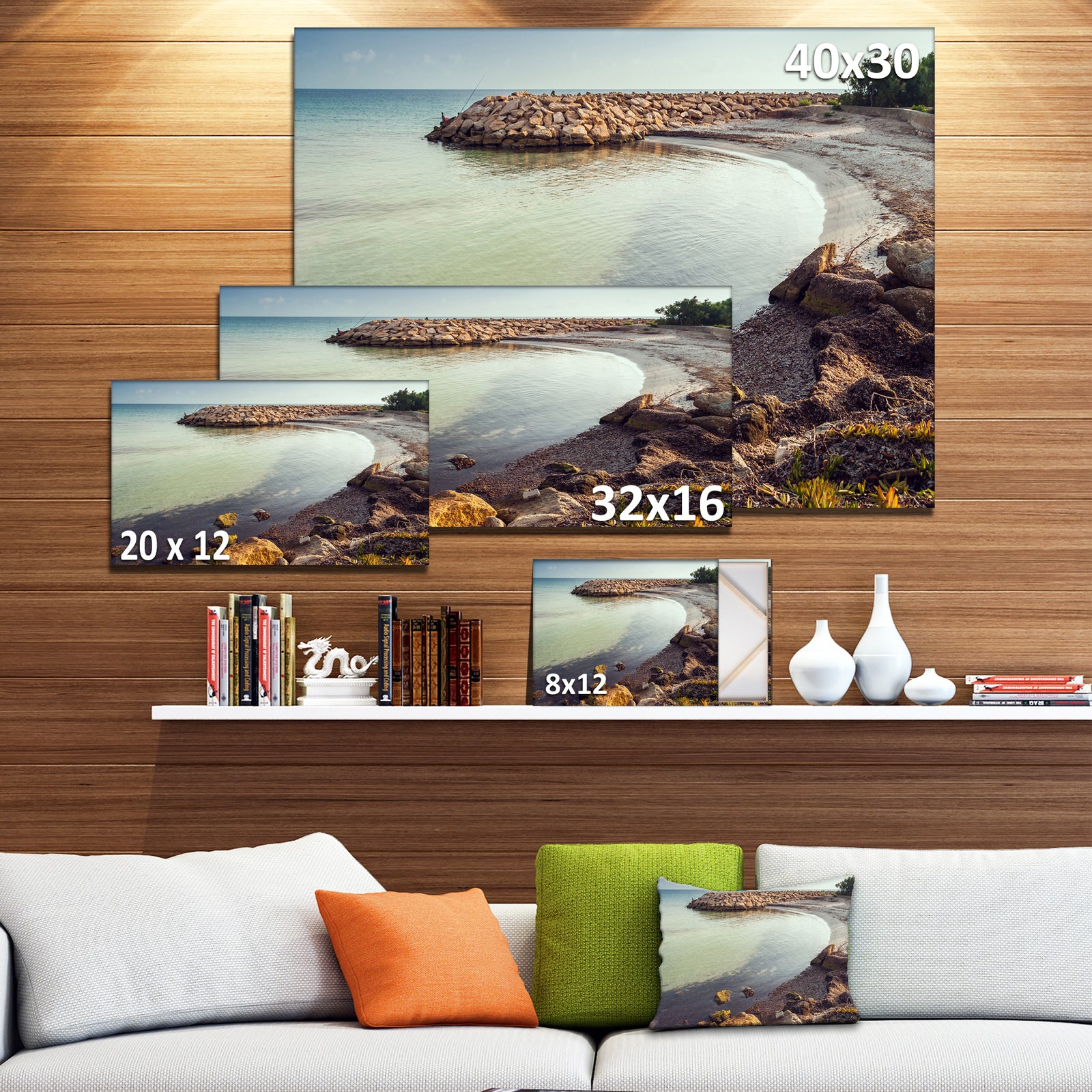 Little Lagoon with Fishermen Africa - Extra Large Seashore Canvas Art