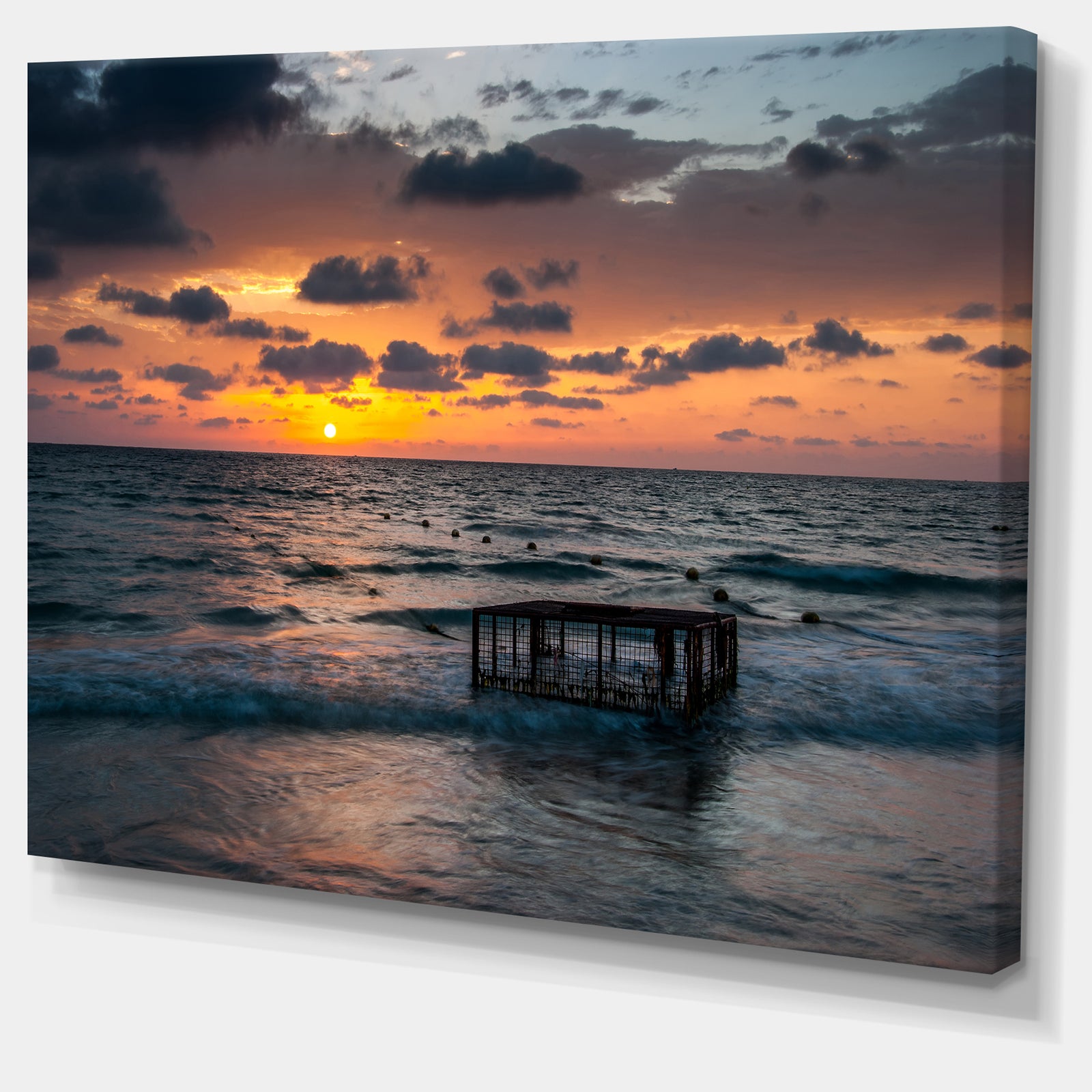 Tropical Beach with Empty Cage - Extra Large Seashore Canvas Art