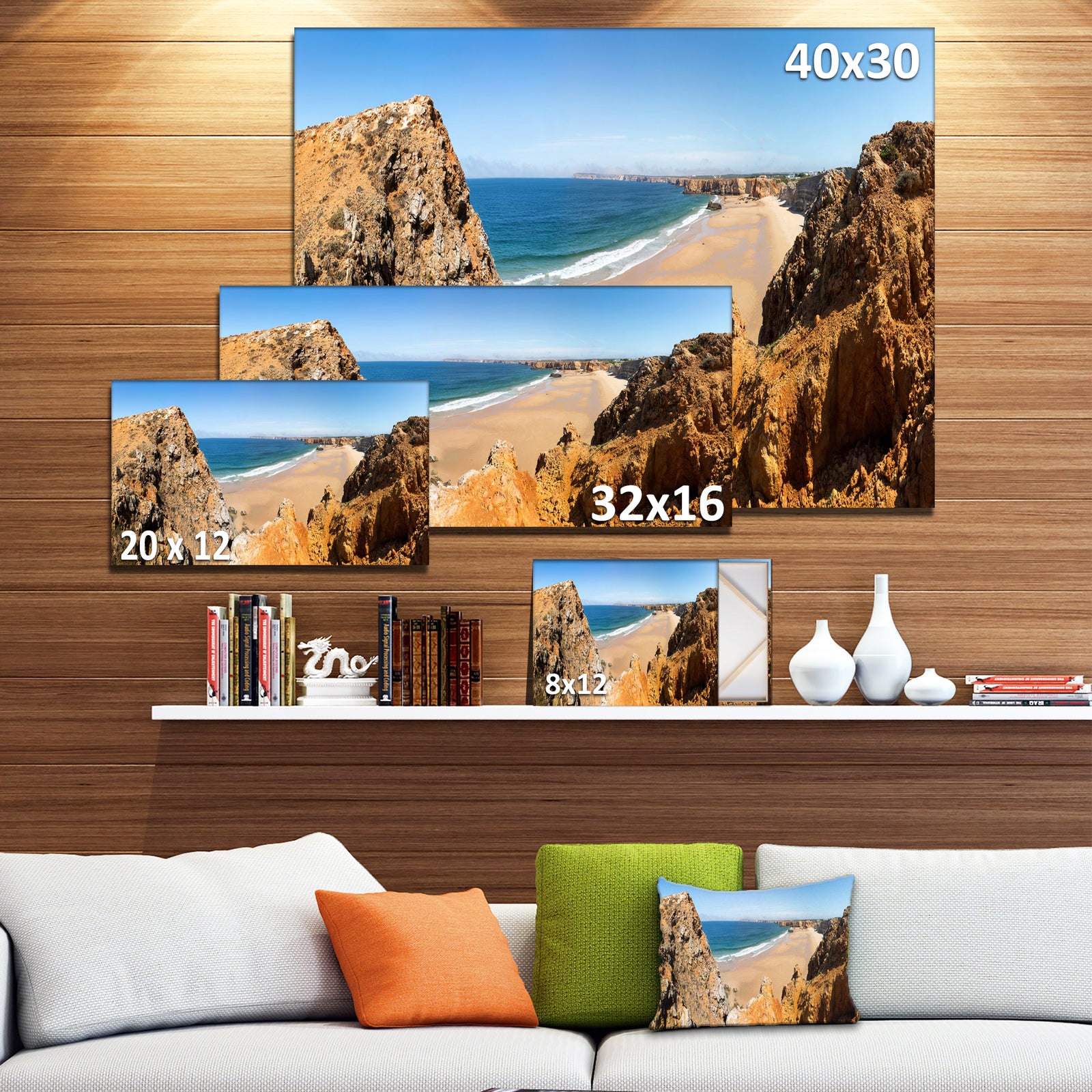 Rocky Bay Portugal Panorama - Landscape Wall Art Canvas Print