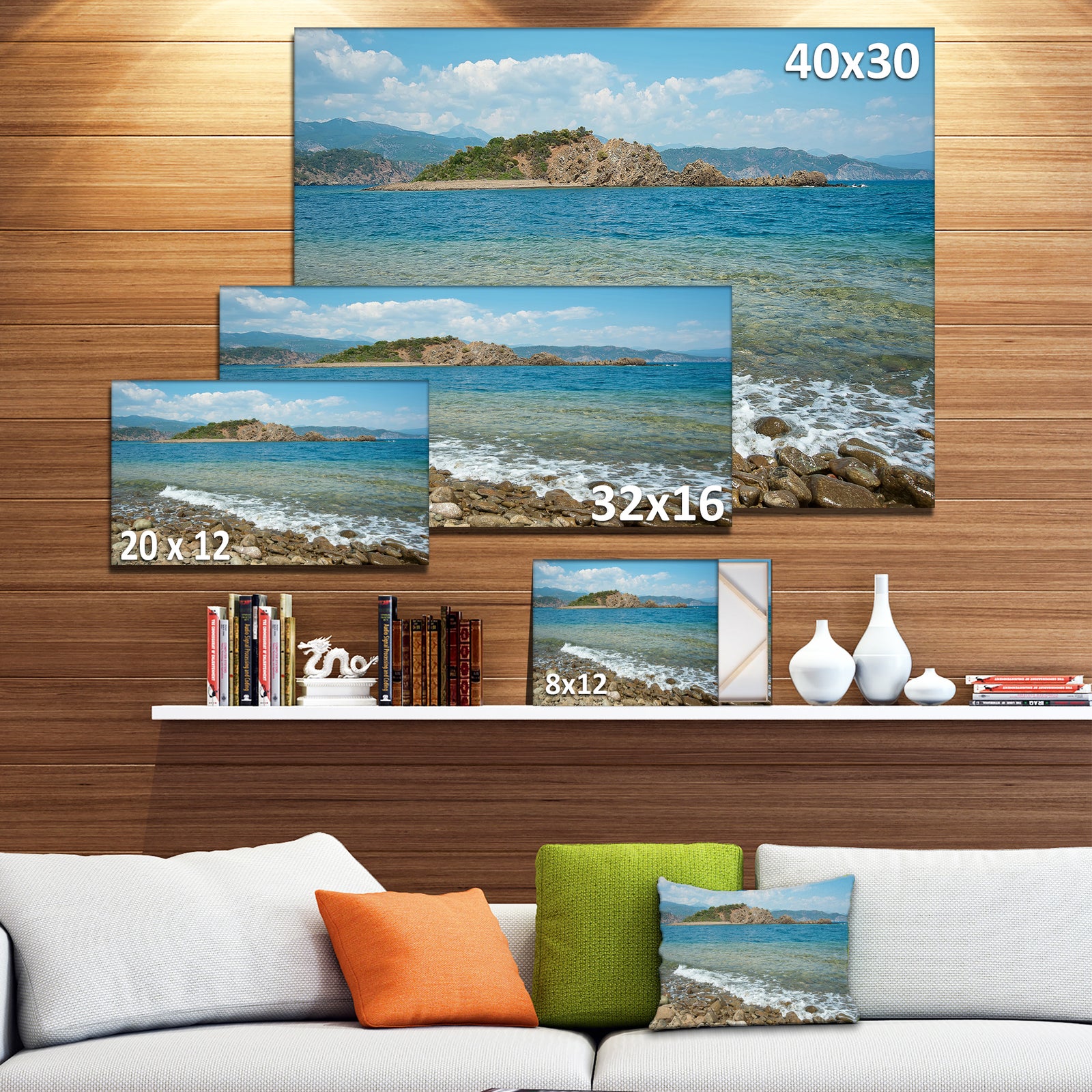 Small Isle Turkey Panorama - Extra Large Seashore Canvas Art
