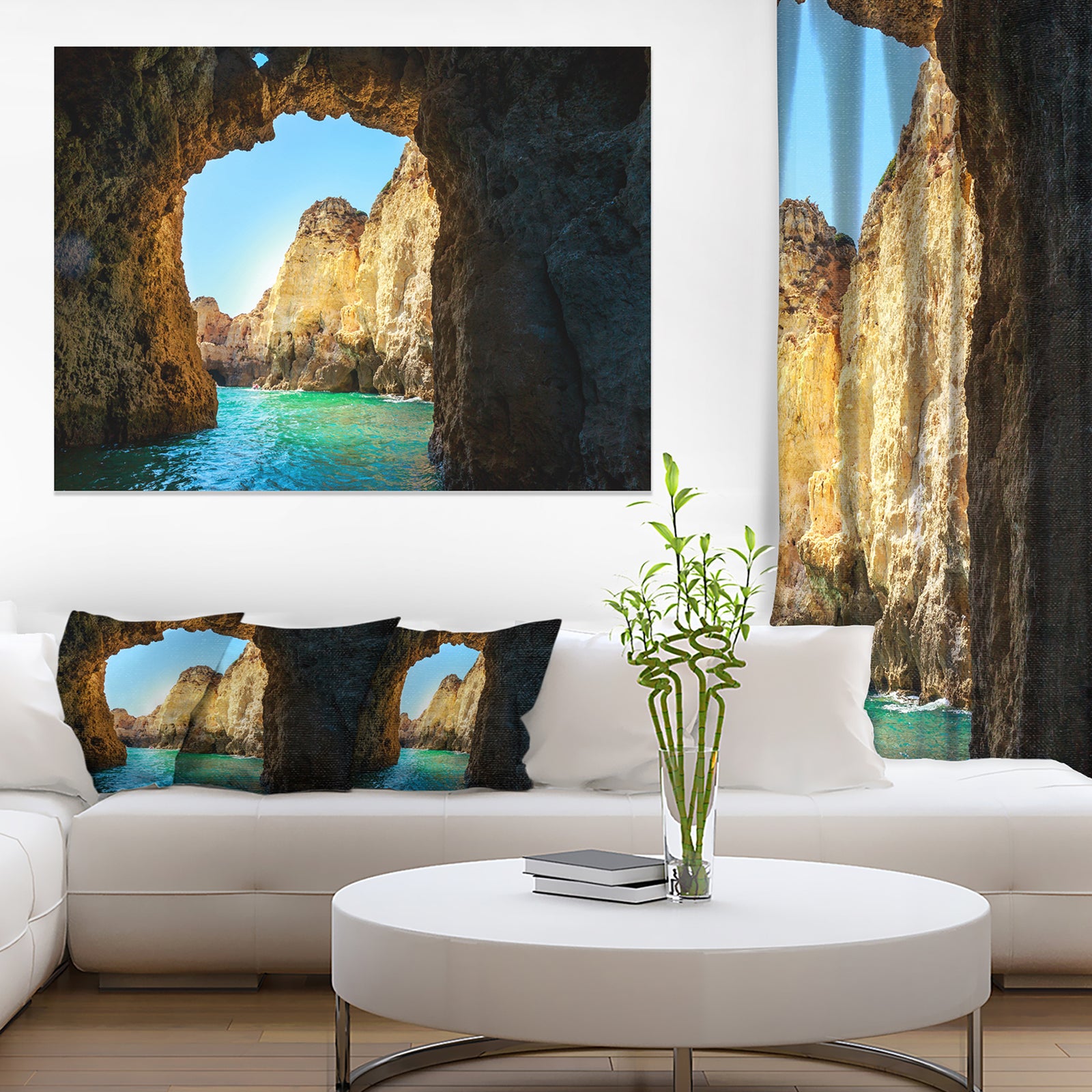 Sea through Rocky Cave Portugal - Extra Large Seashore Canvas Art