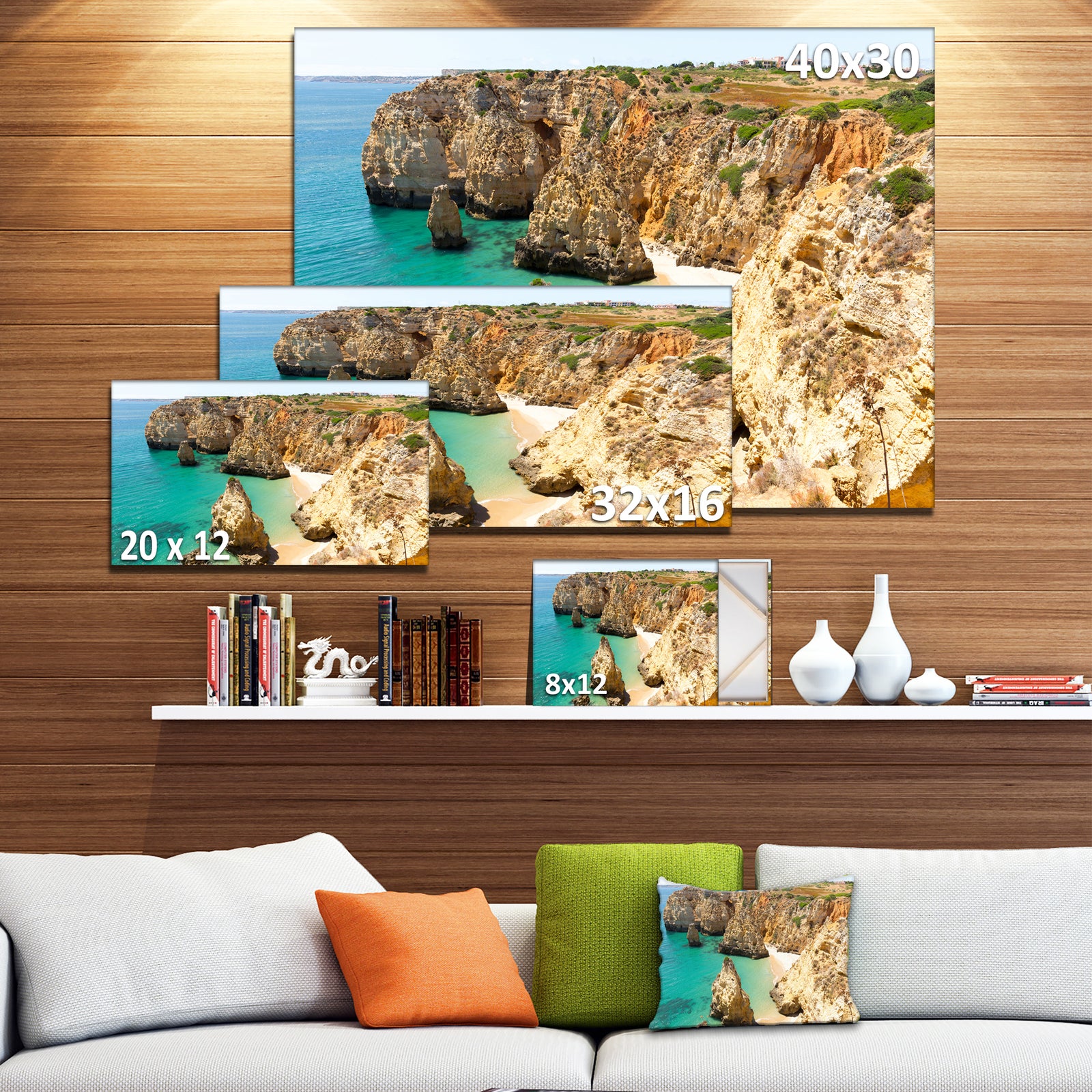 Rocky and Rough Portugal Bay - Extra Large Seashore Canvas Art
