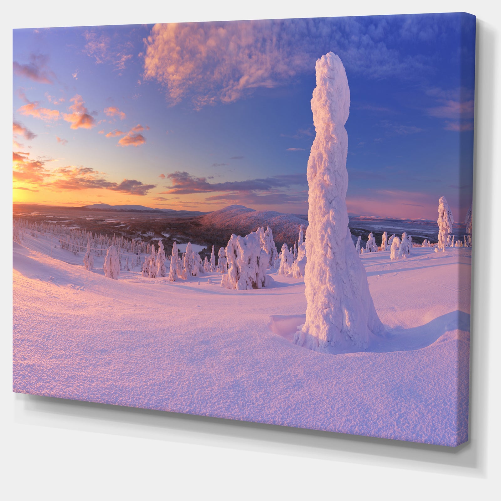 Frozen Trees on Mountain Panorama - Landscape Wall Art Canvas Print