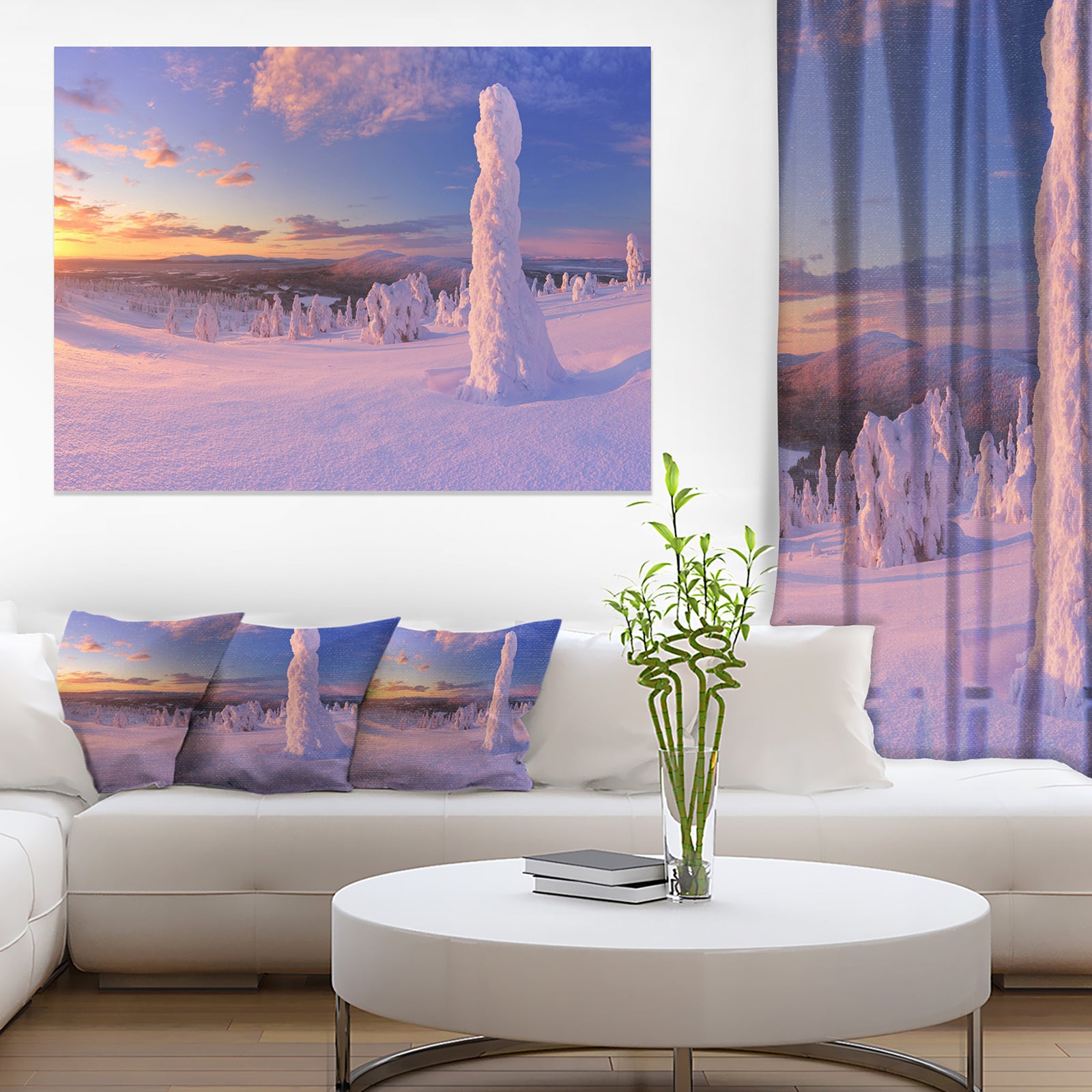 Frozen Trees on Mountain Panorama - Landscape Wall Art Canvas Print