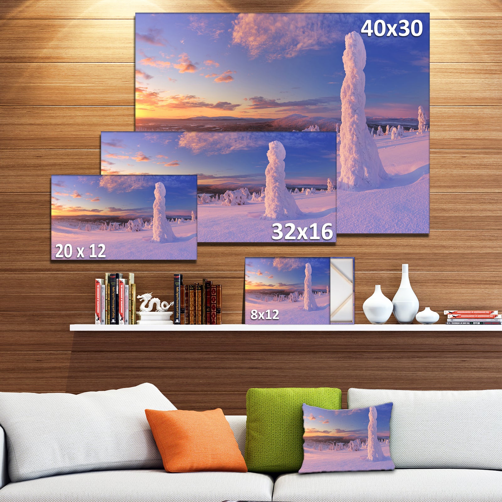 Frozen Trees on Mountain Panorama - Landscape Wall Art Canvas Print