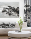 Black and White Rocky Coastline - Extra Large Seashore Canvas Art