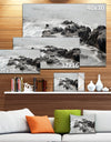 Black and White Rocky Coastline - Extra Large Seashore Canvas Art