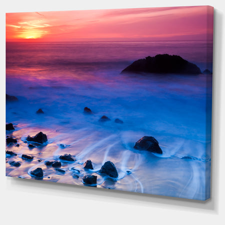 Bright Colorful Rocky Coast Panorama - Extra Large Seashore Canvas Art