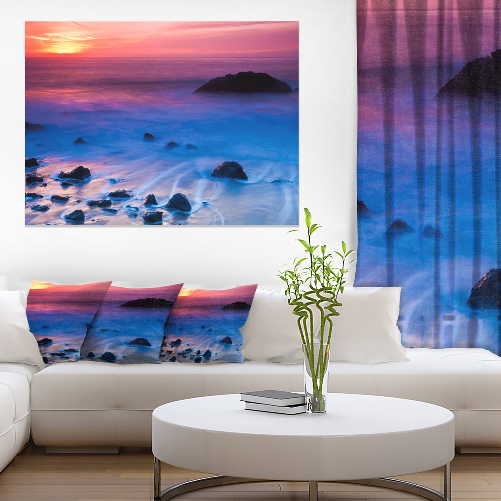 Bright Colorful Rocky Coast Panorama - Extra Large Seashore Canvas Art