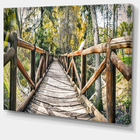 Wooden Bridge in Forest - Wooden Sea Bridge Canvas Wall Art
