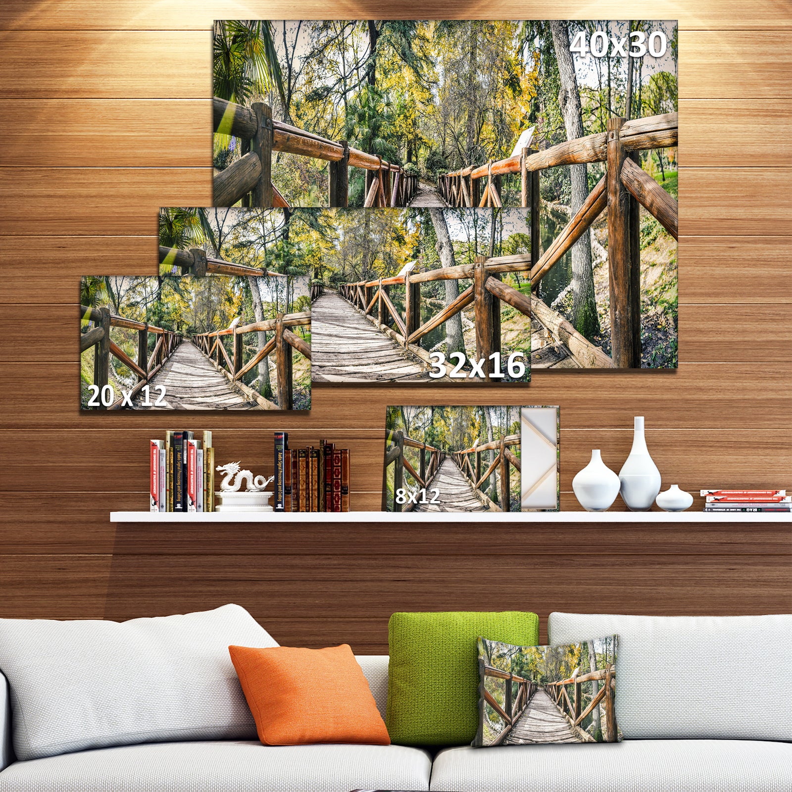 Wooden Bridge in Forest - Wooden Sea Bridge Canvas Wall Art