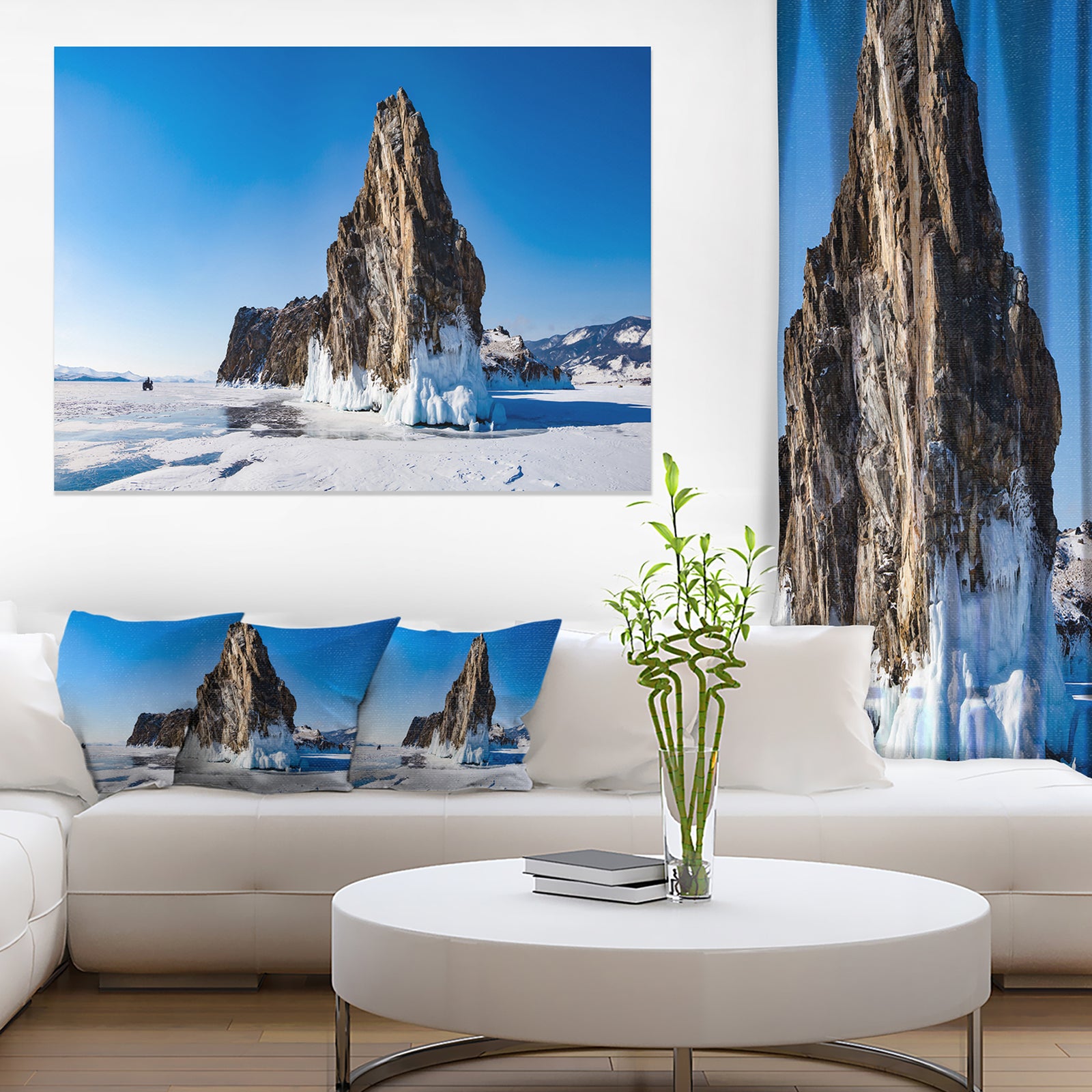 Winter Lake Baikal Panorama - Extra Large Seashore Canvas Art