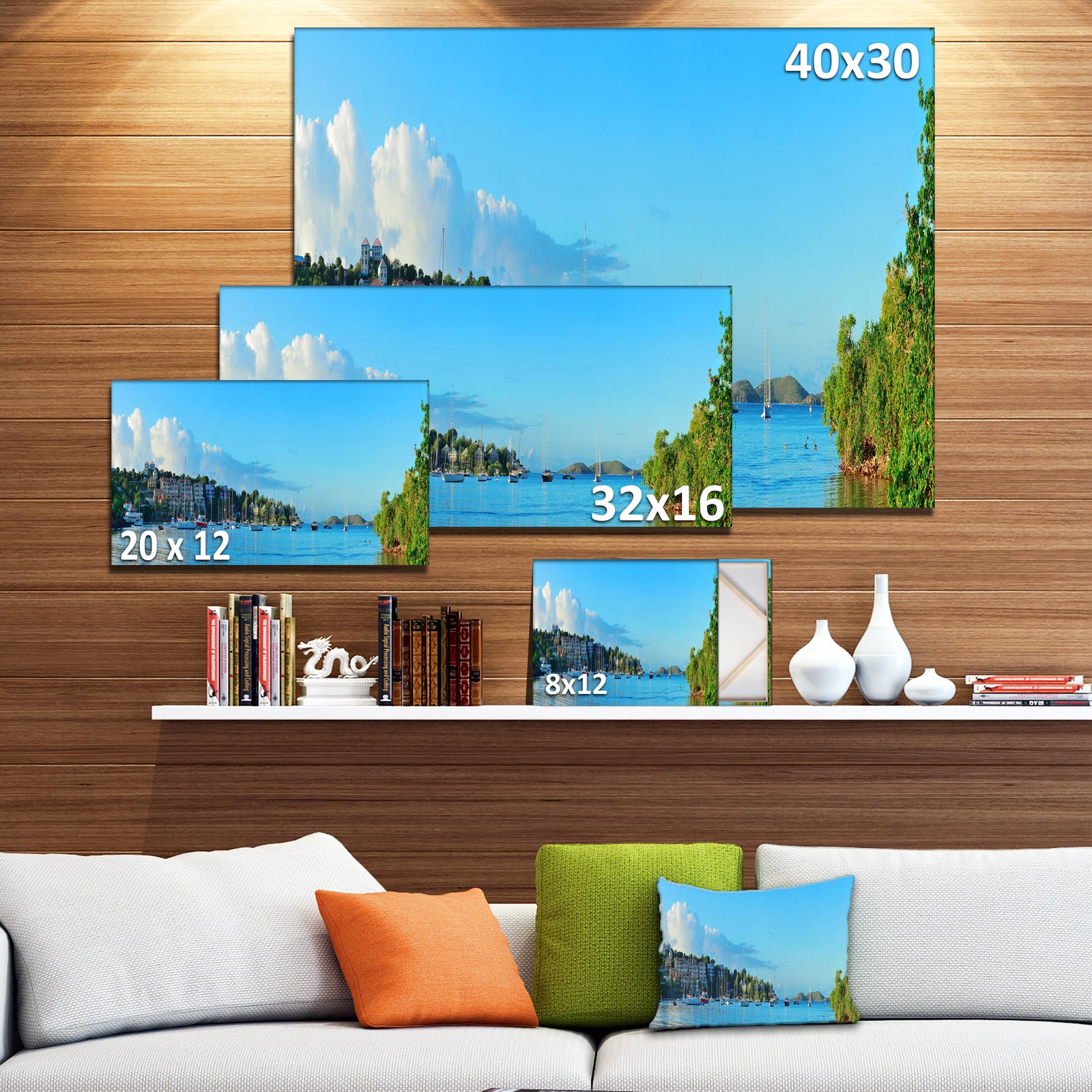 St John Bay Panoramic View - Extra Large Seashore Canvas Art