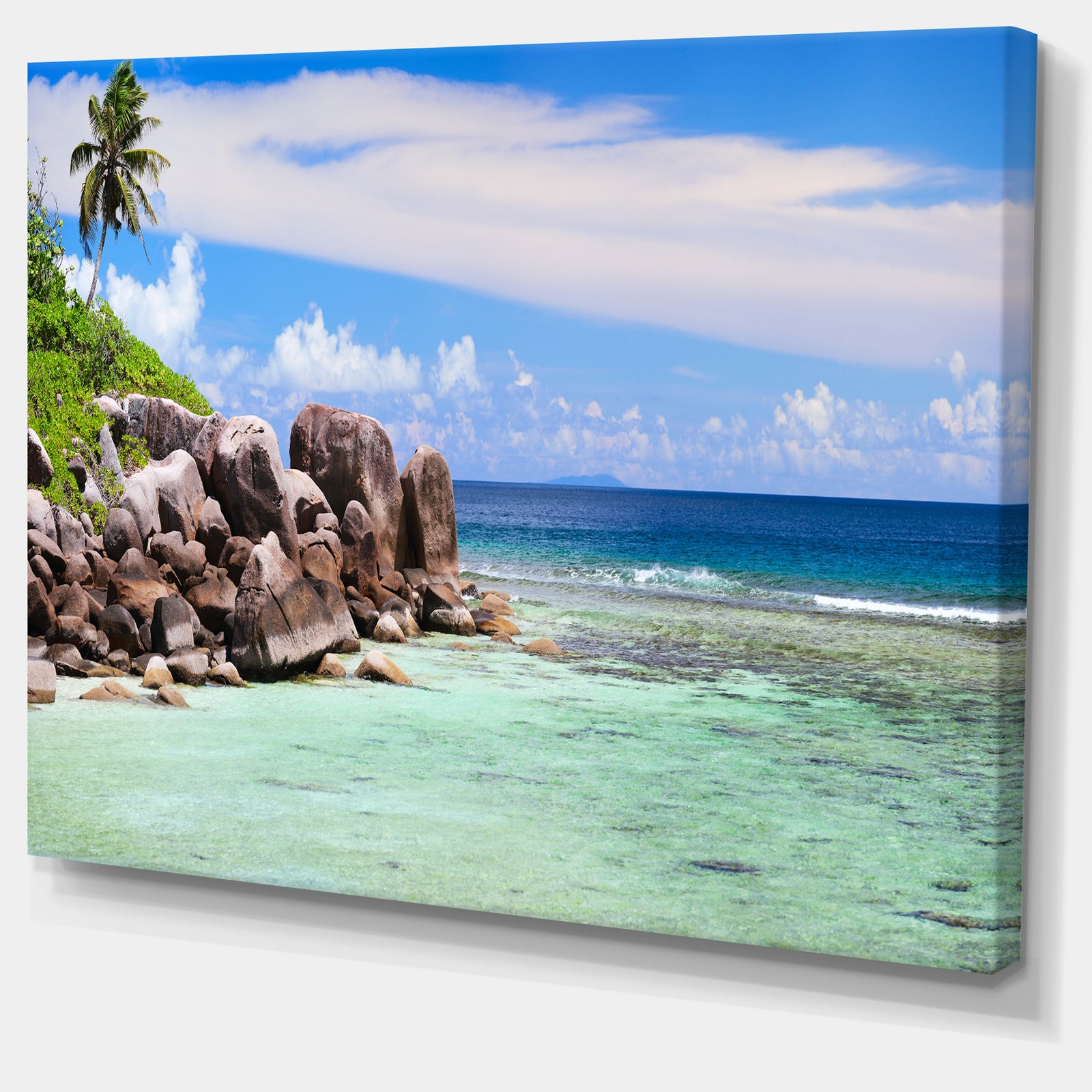 Beautiful Seychelles Rocky Coast - Landscape Wall Art Canvas Print