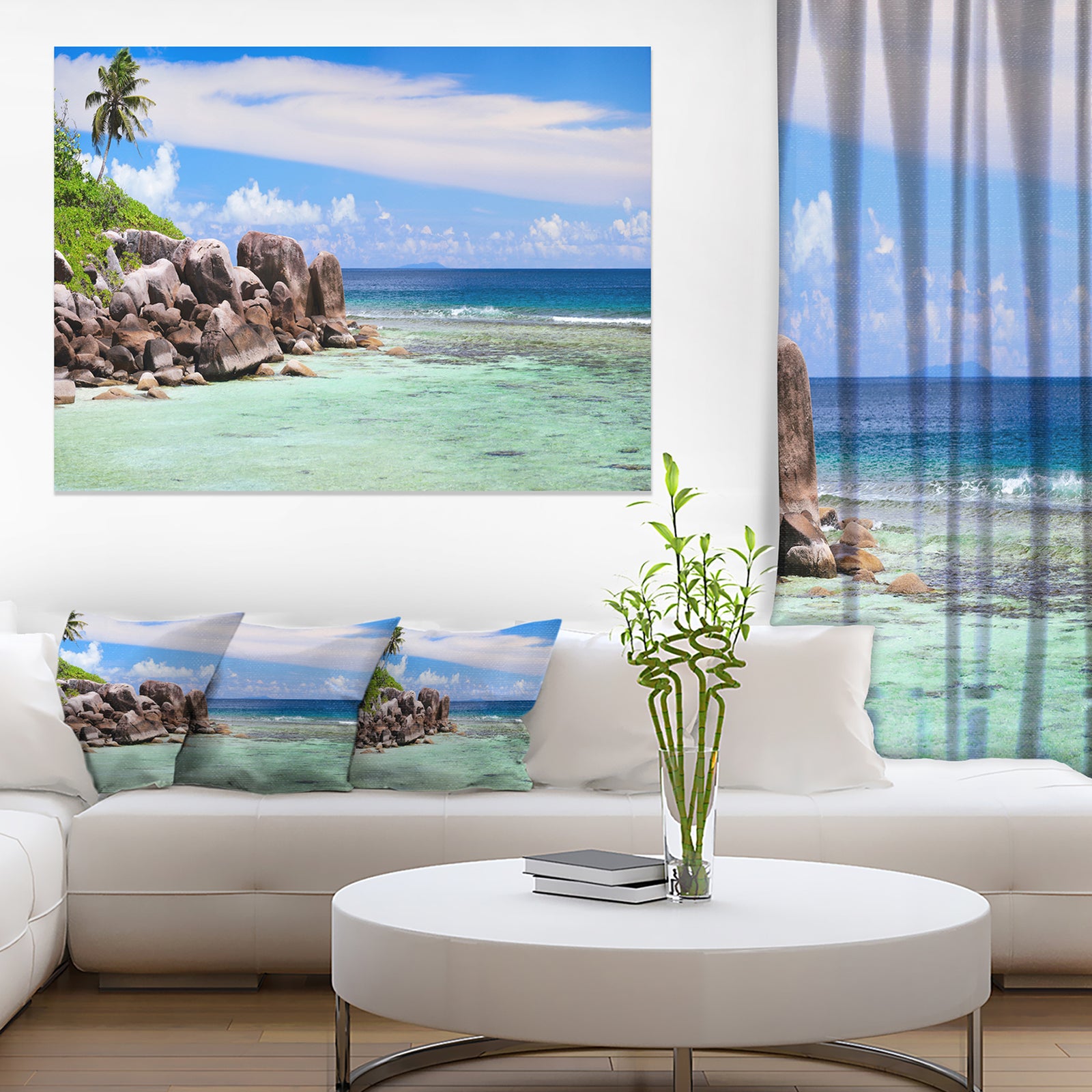 Beautiful Seychelles Rocky Coast - Landscape Wall Art Canvas Print