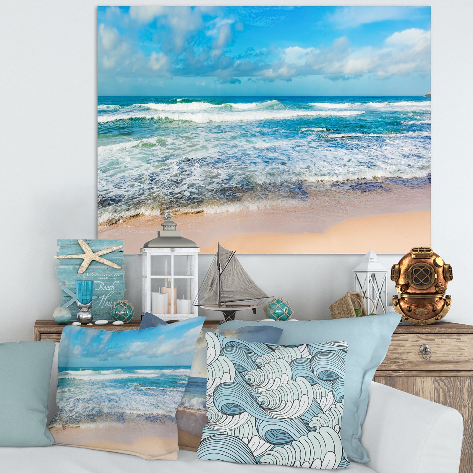 Indian Ocean Panoramic View - Extra Large Seashore Canvas Art