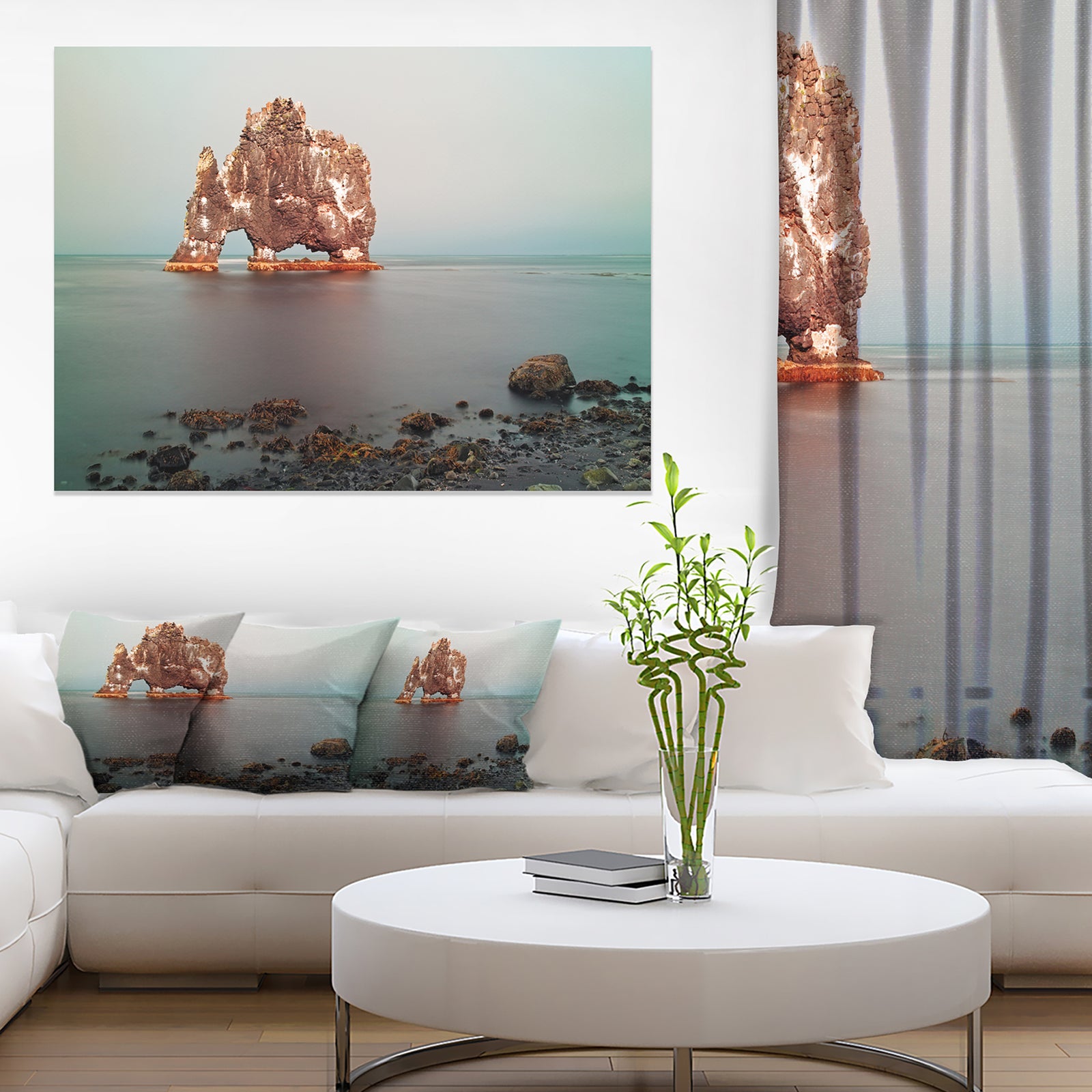Rock Sea Symbol in Iceland - Extra Large Seashore Canvas Art