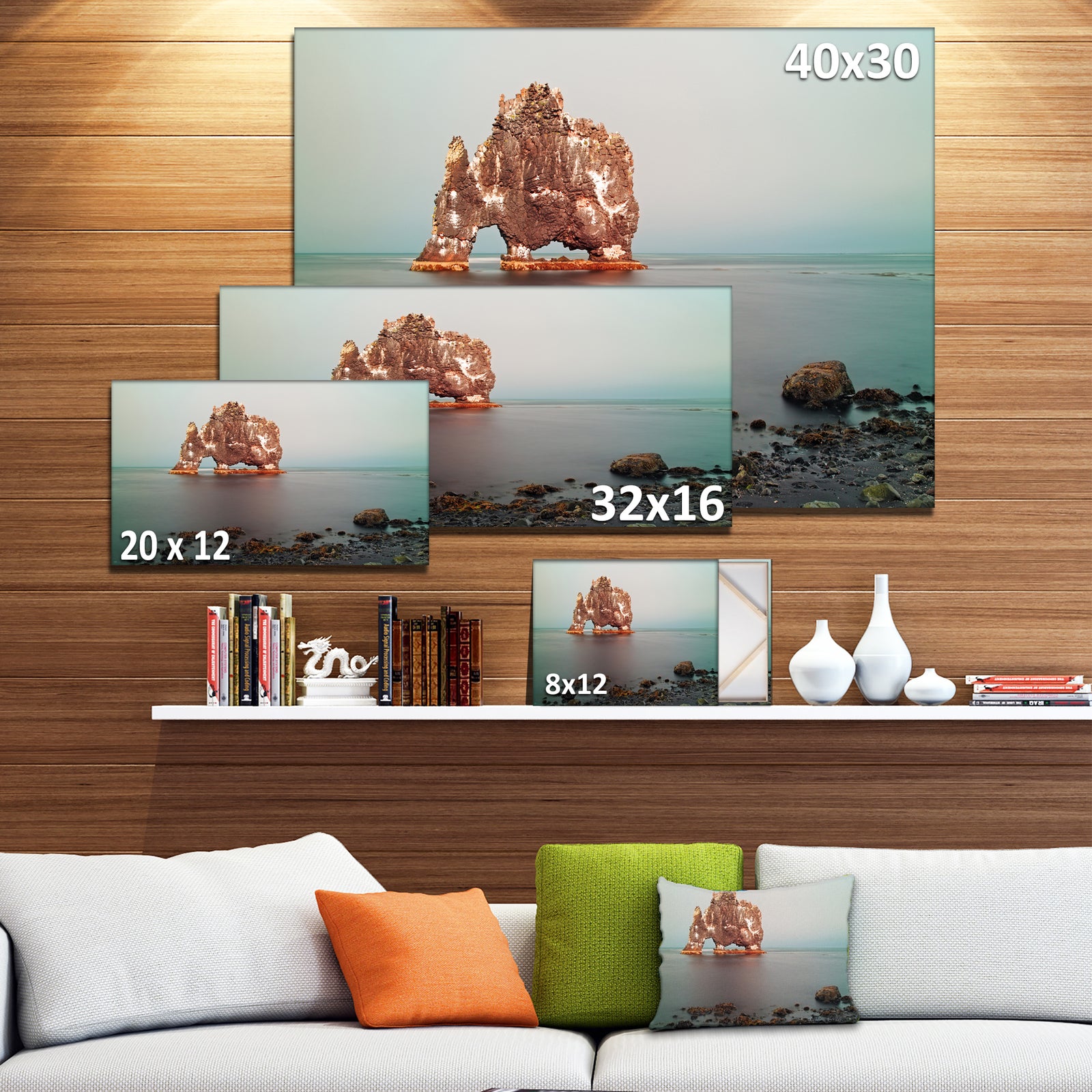 Rock Sea Symbol in Iceland - Extra Large Seashore Canvas Art