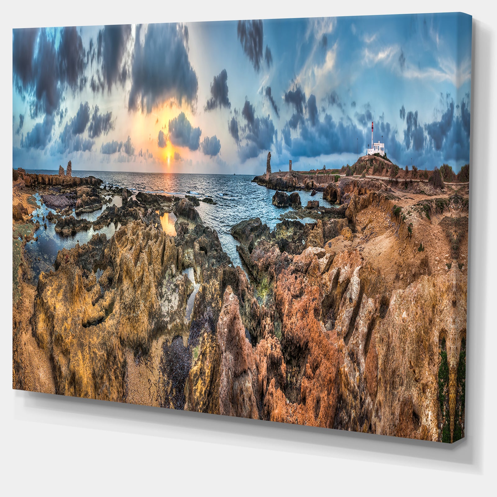 Rocky with Historic Ruins Evening - Landscape Wall Art Canvas Print