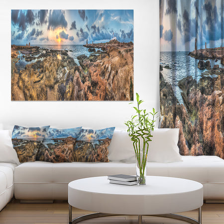 Rocky with Historic Ruins Evening - Landscape Wall Art Canvas Print