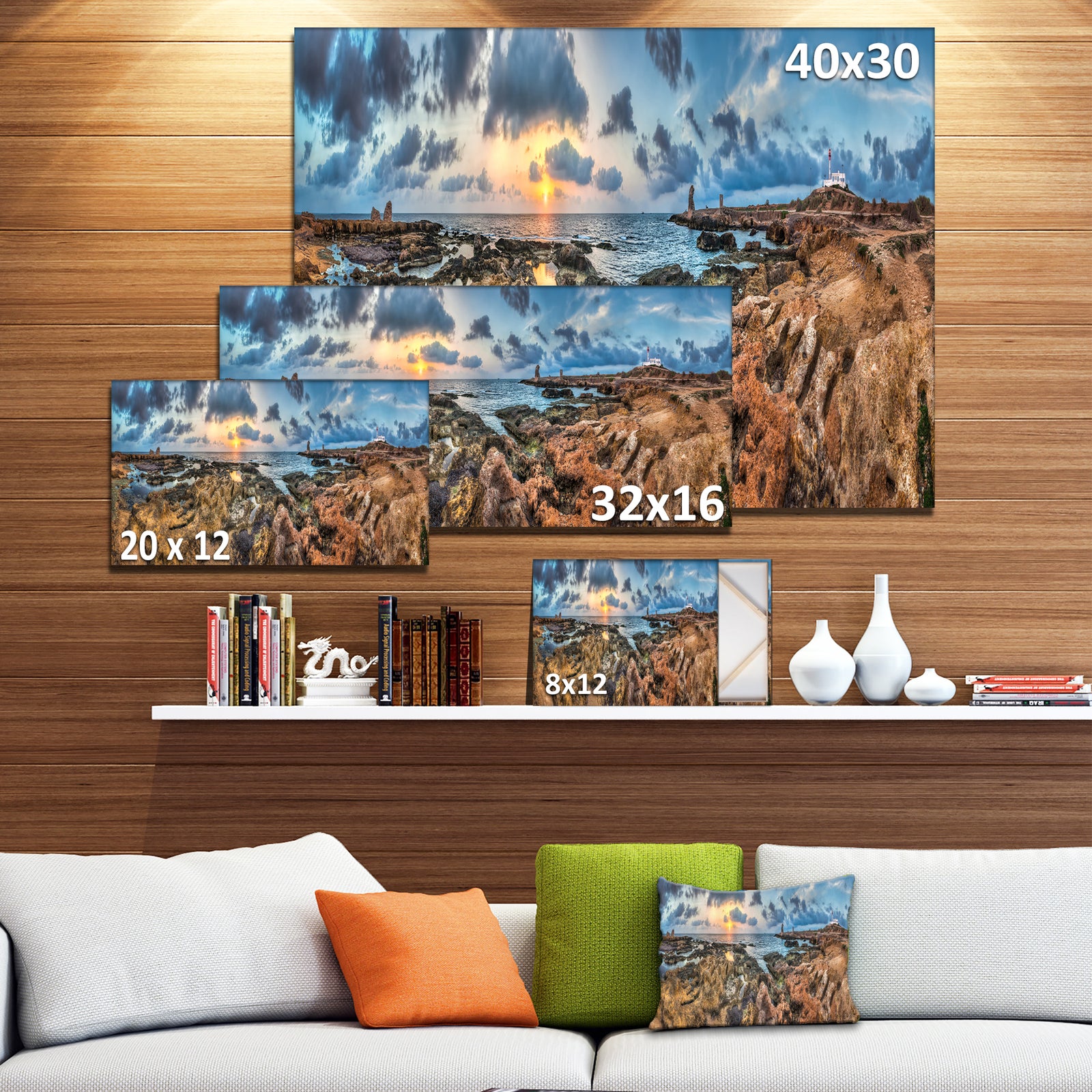 Rocky with Historic Ruins Evening - Landscape Wall Art Canvas Print