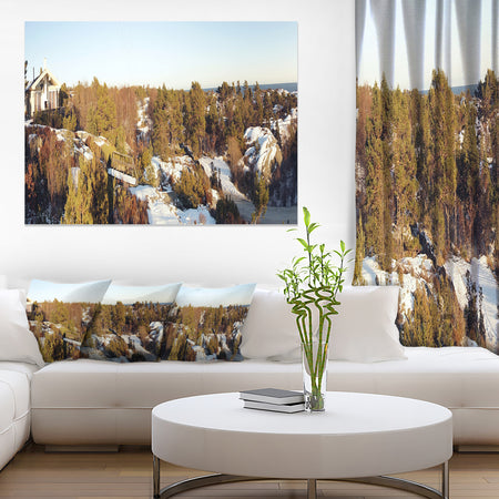 Rocky Coast with Wooden Cottage - Landscape Wall Art Canvas Print