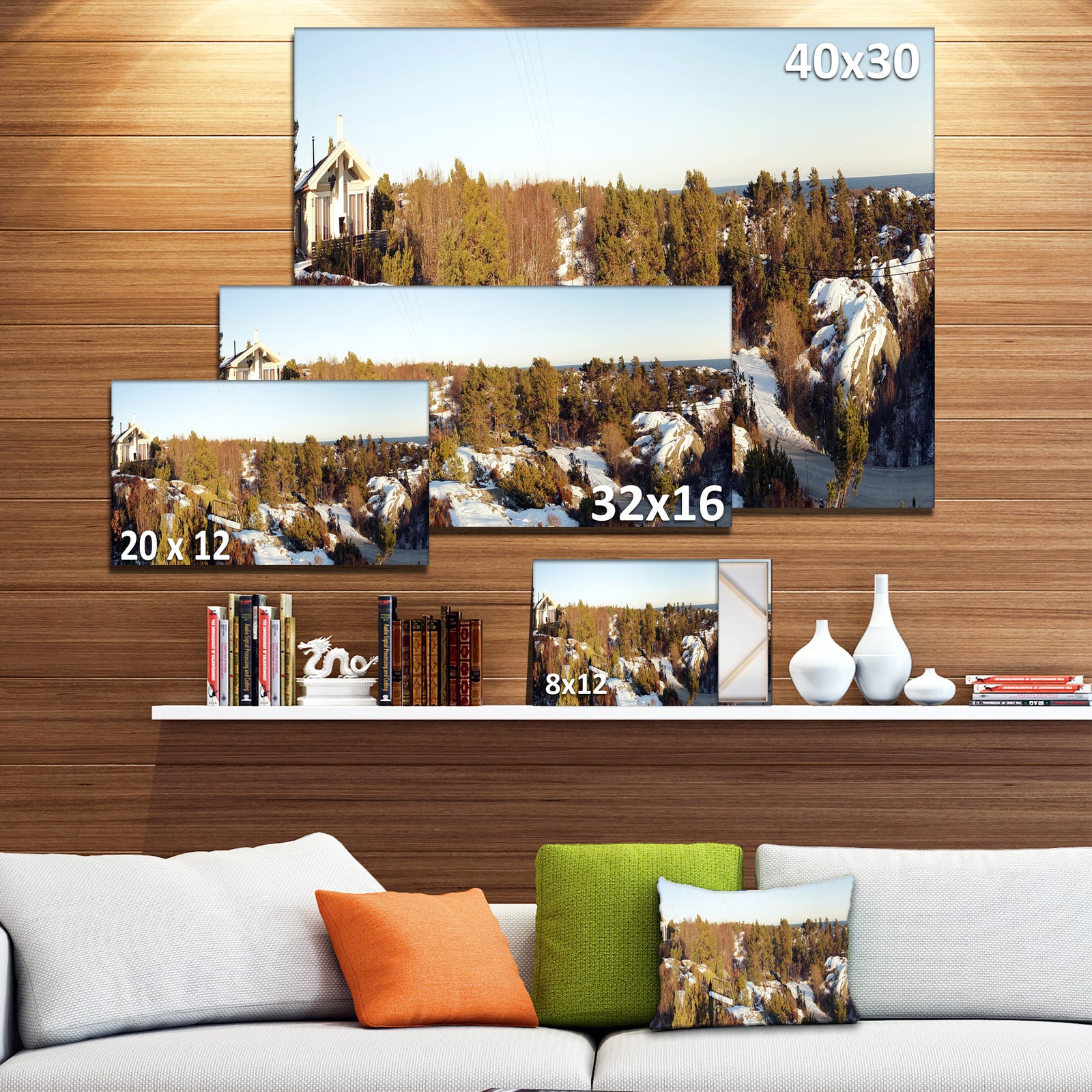 Rocky Coast with Wooden Cottage - Landscape Wall Art Canvas Print