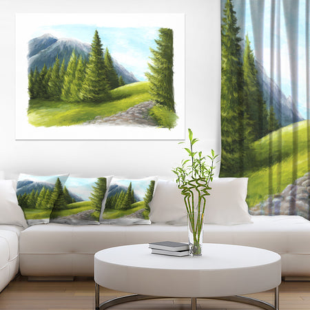 Road in Green Mountains - Landscape Wall Art Canvas Print