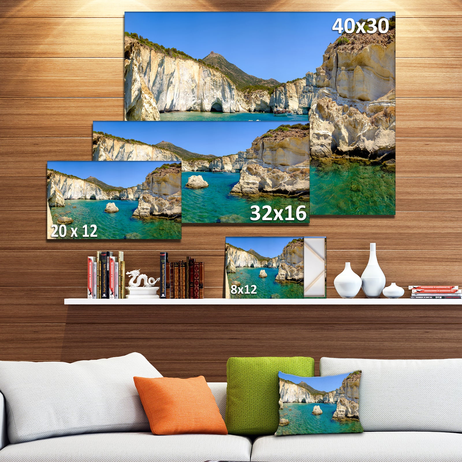 Turquoise Water Beach Panorama - Extra Large Seashore Canvas Art