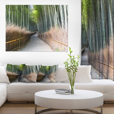 Straight Path in Bamboo Forest - Forest Canvas Wall Art Print