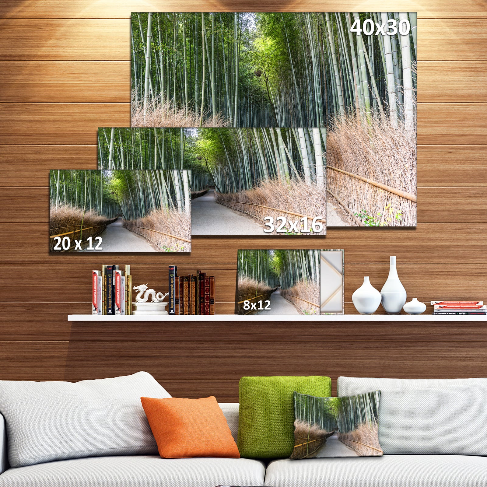 Straight Path in Bamboo Forest - Forest Canvas Wall Art Print