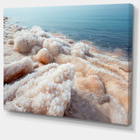 Crystallized Salt on Dead Sea Beach - Extra Large Seashore Canvas Art