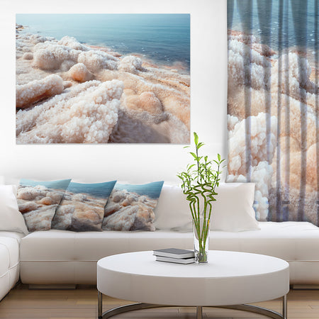 Crystallized Salt on Dead Sea Beach - Extra Large Seashore Canvas Art