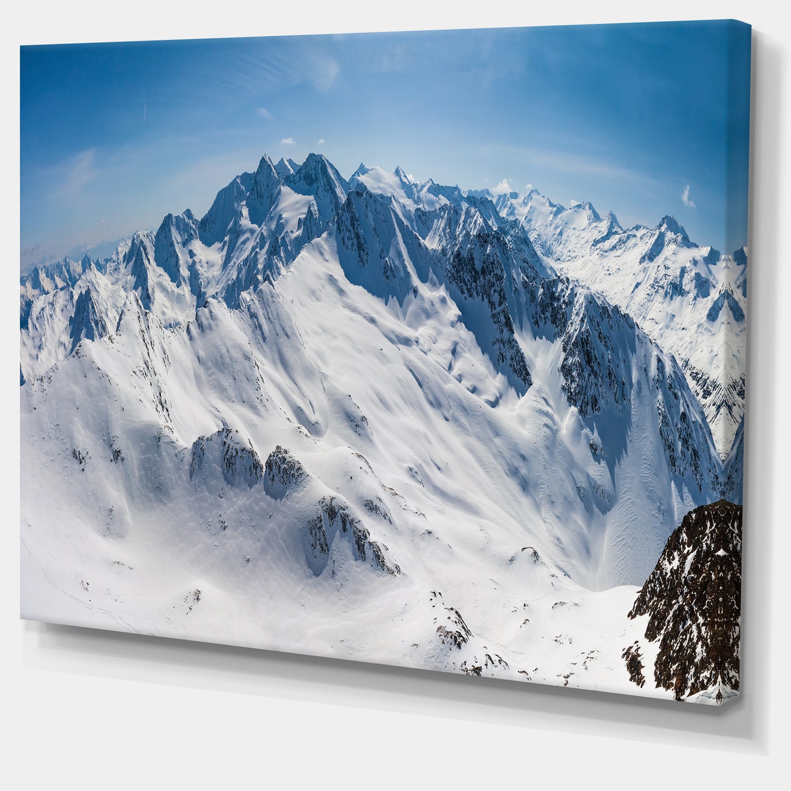 Snowy Mountains Panoramic View - Landscape Wall Art Canvas Print
