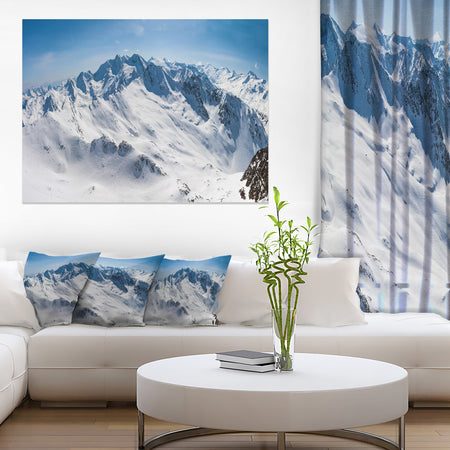 Snowy Mountains Panoramic View - Landscape Wall Art Canvas Print