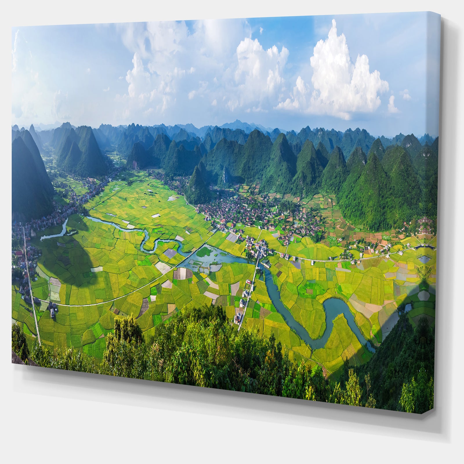 Rice Field Valley Vietnam Panorama - Landscape Wall Art Canvas Print